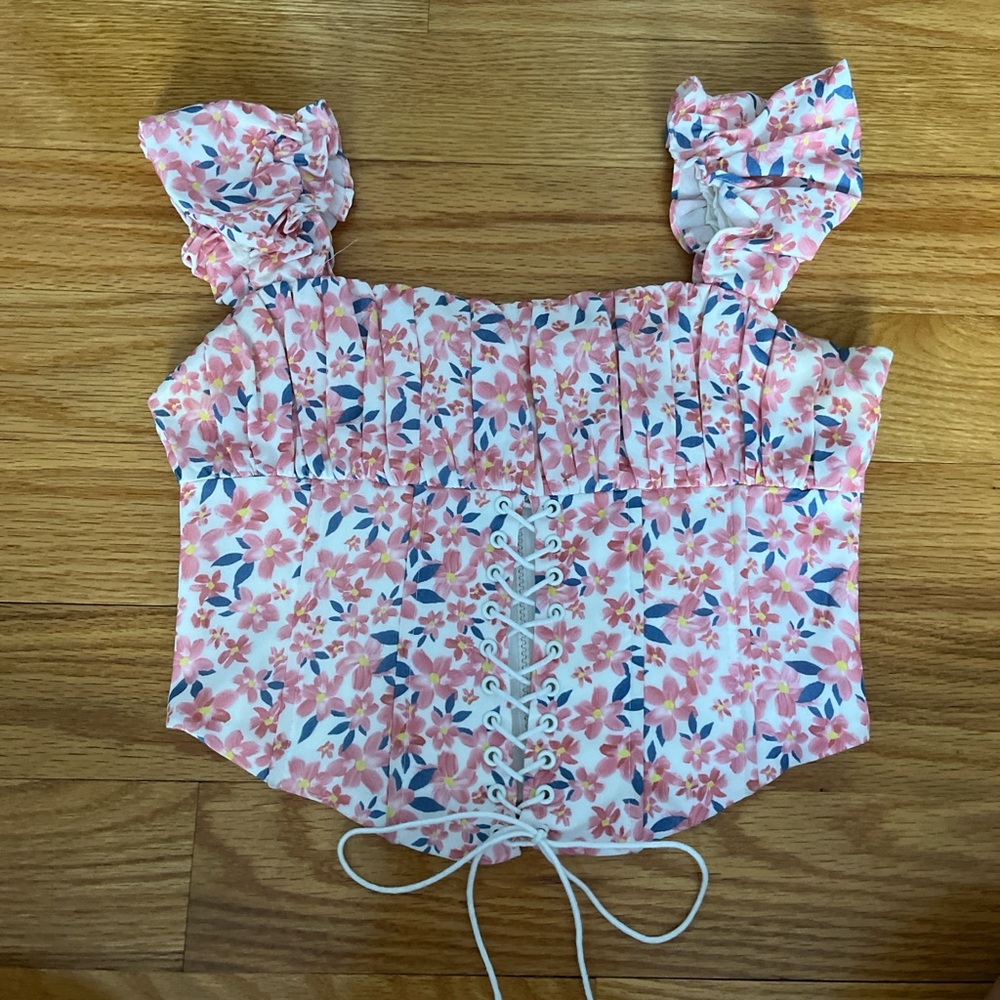 Princess Polly Pink and White Corset Top